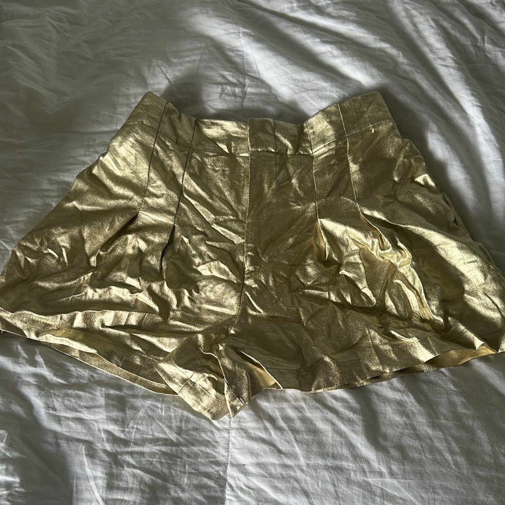 House of Harlow 1960 Gold High Waist Shorts